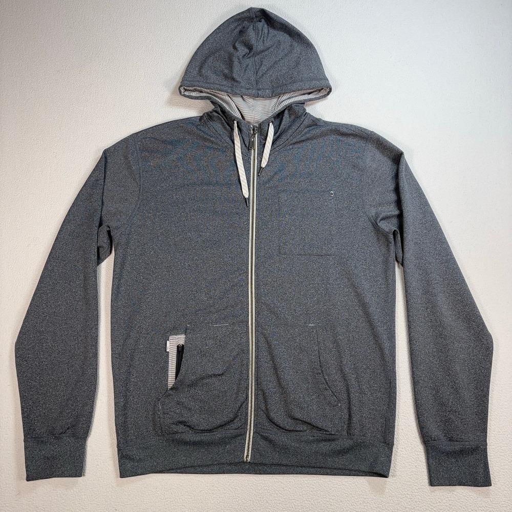 Vuori‎ Movement Hoodie Men's S Gray Full Zip Drawstring Pockets Sweatshirt Logo